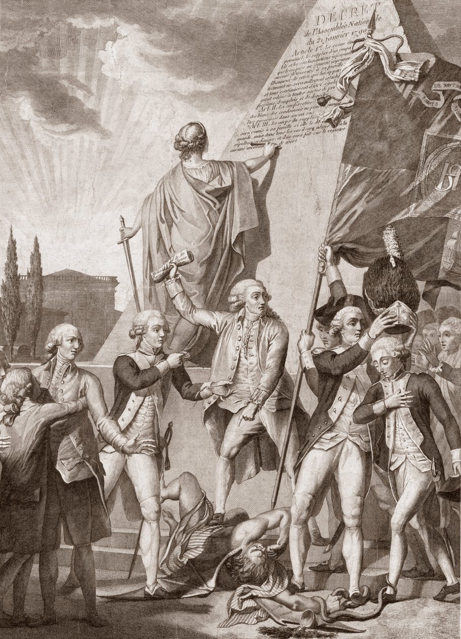 Michel Picquenot (1747-1814). Allegorieën van Filosofie en Patriottisme, winnaars over de demon van vooroordelen door Michel Picquenot