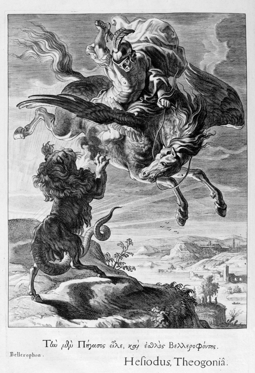 Bellerophon vecht tegen de Chimera, 1655 door Michel de Marolles