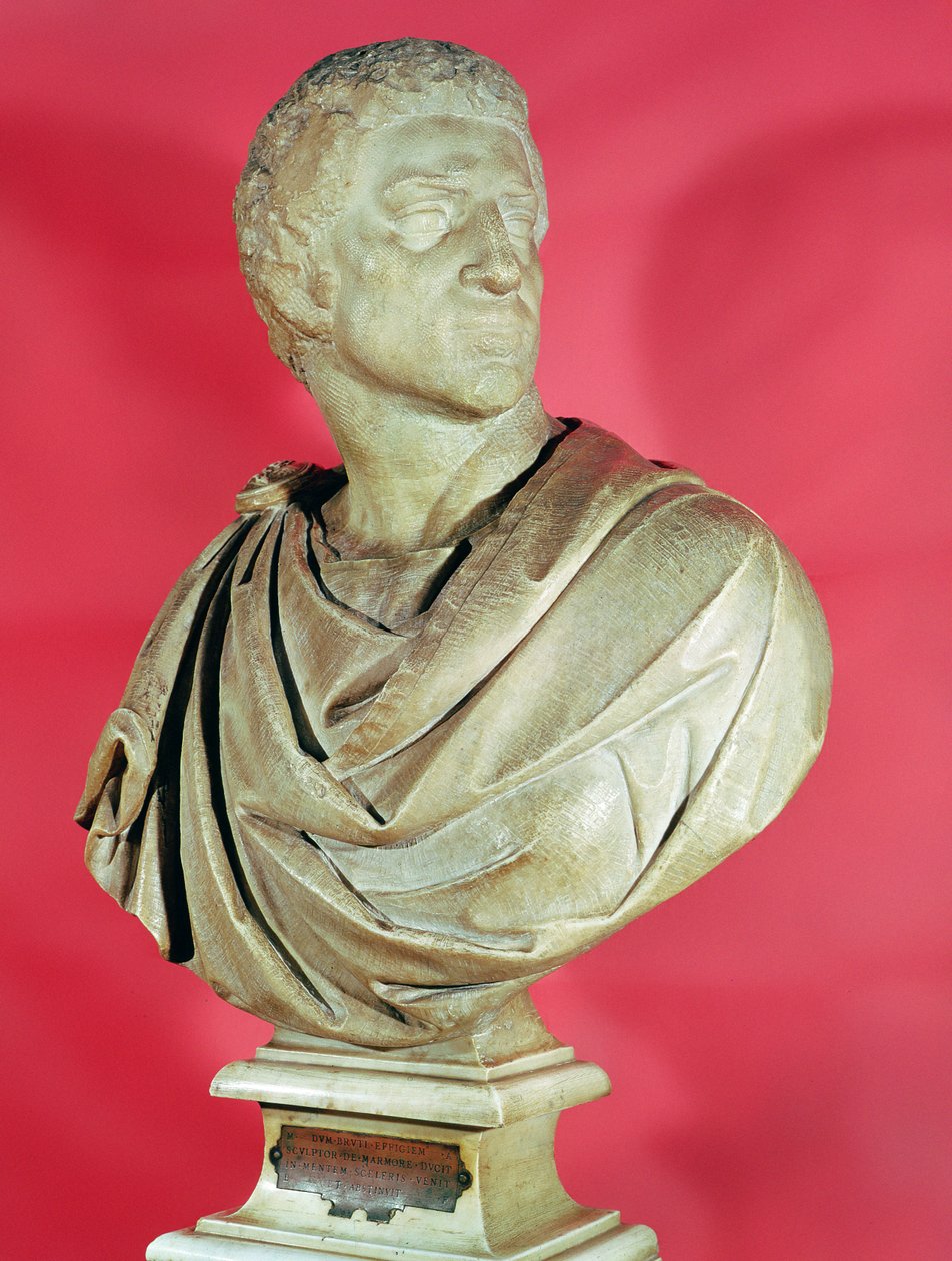 Buste van Brutus (85-42 v.Chr.) c.1540 (marmer) door Michelangelo Buonarroti