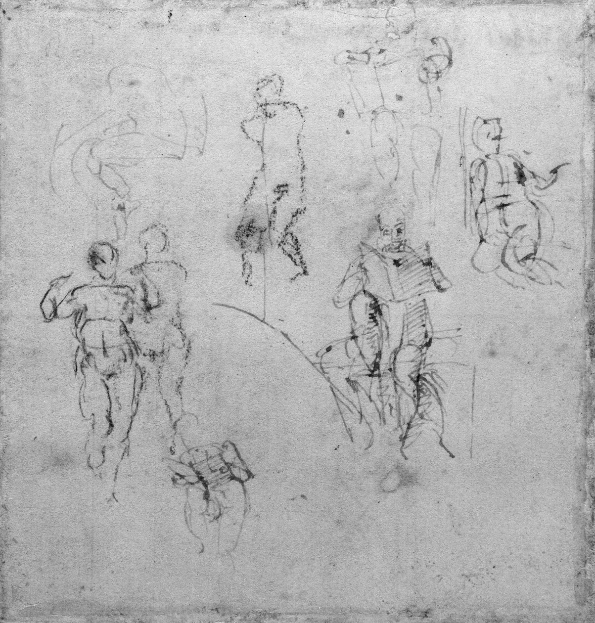 Figurenstudies voor de Lunetten van het Plafond van de Sixtijnse Kapel, ca. 1511 door Michelangelo Buonarroti