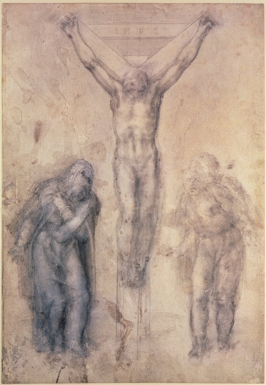 Inv.1895-9-15-509 Recto W.81 Studie voor een kruisiging door Michelangelo Buonarroti