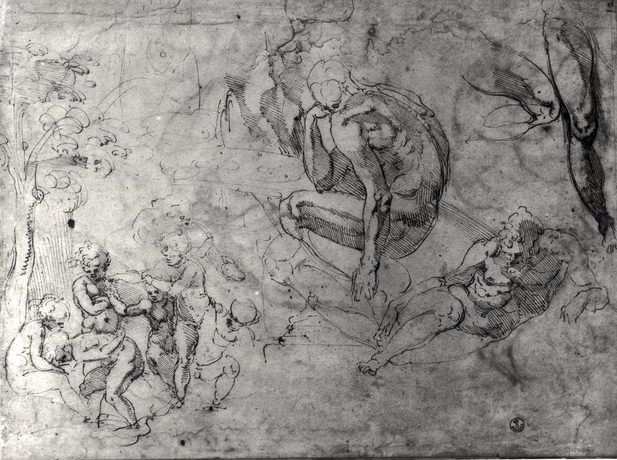 Studies voor figuren door Michelangelo Buonarroti