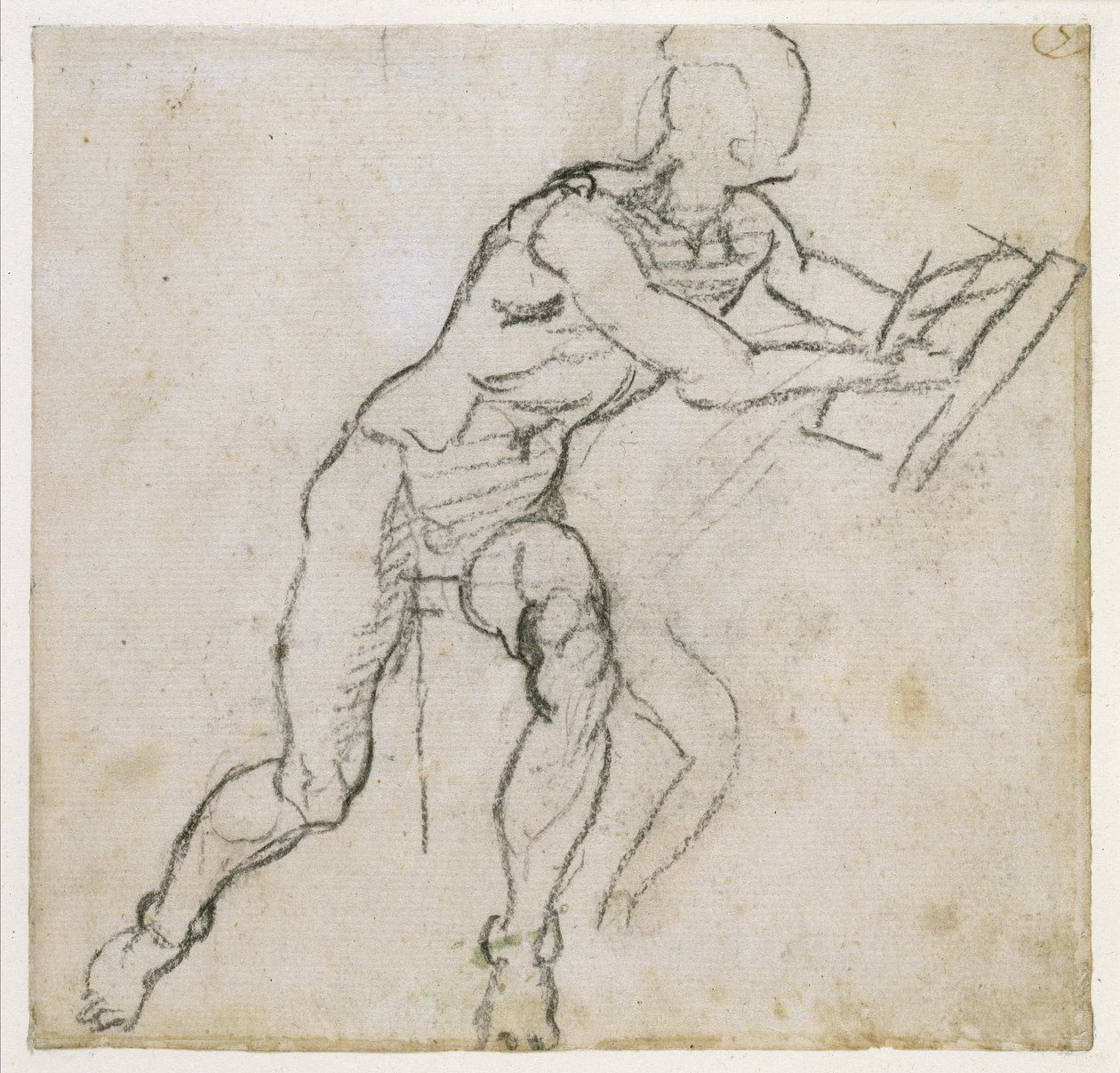 Studie van een zittende mannelijke naakt, ca. 1511 door Michelangelo Buonarroti