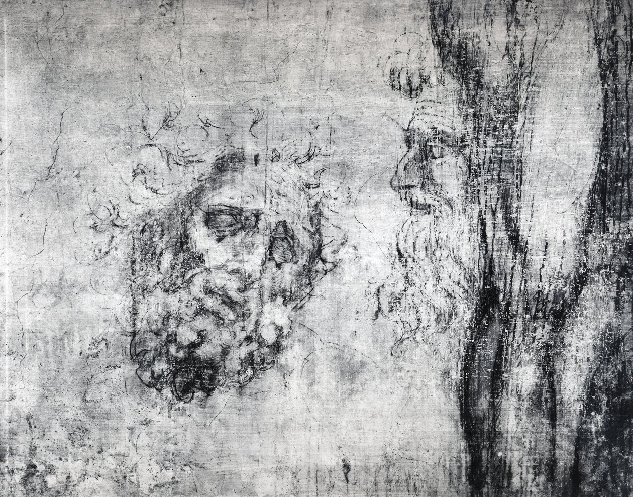 Muurschildering van twee hoofden, c.1530 door Michelangelo Buonarroti