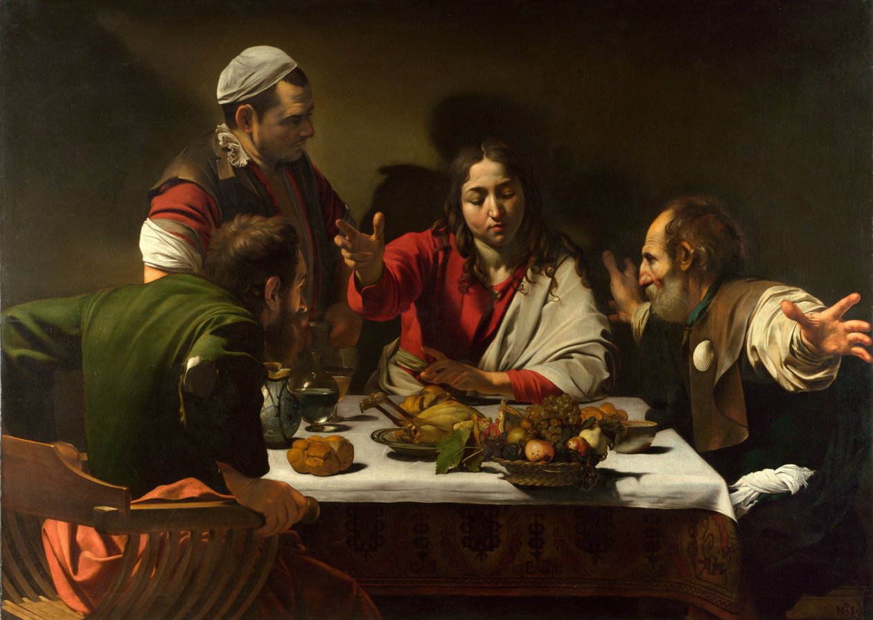 Het avondmaal in Emmaüs, 1601 door Michelangelo Merisi Caravaggio