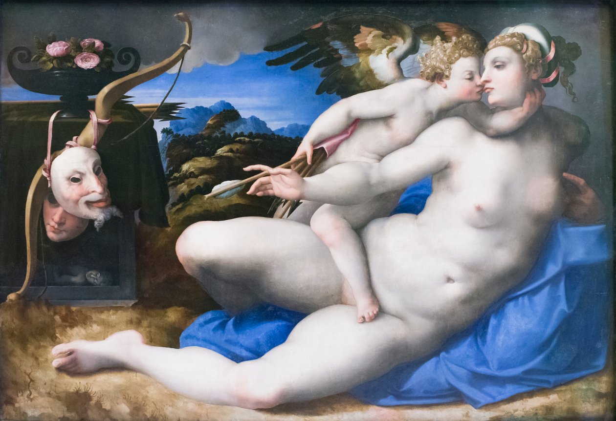 Venus en Cupido (naar Michelangelo Buonarroti) door Michelangelo (after) Buonarroti