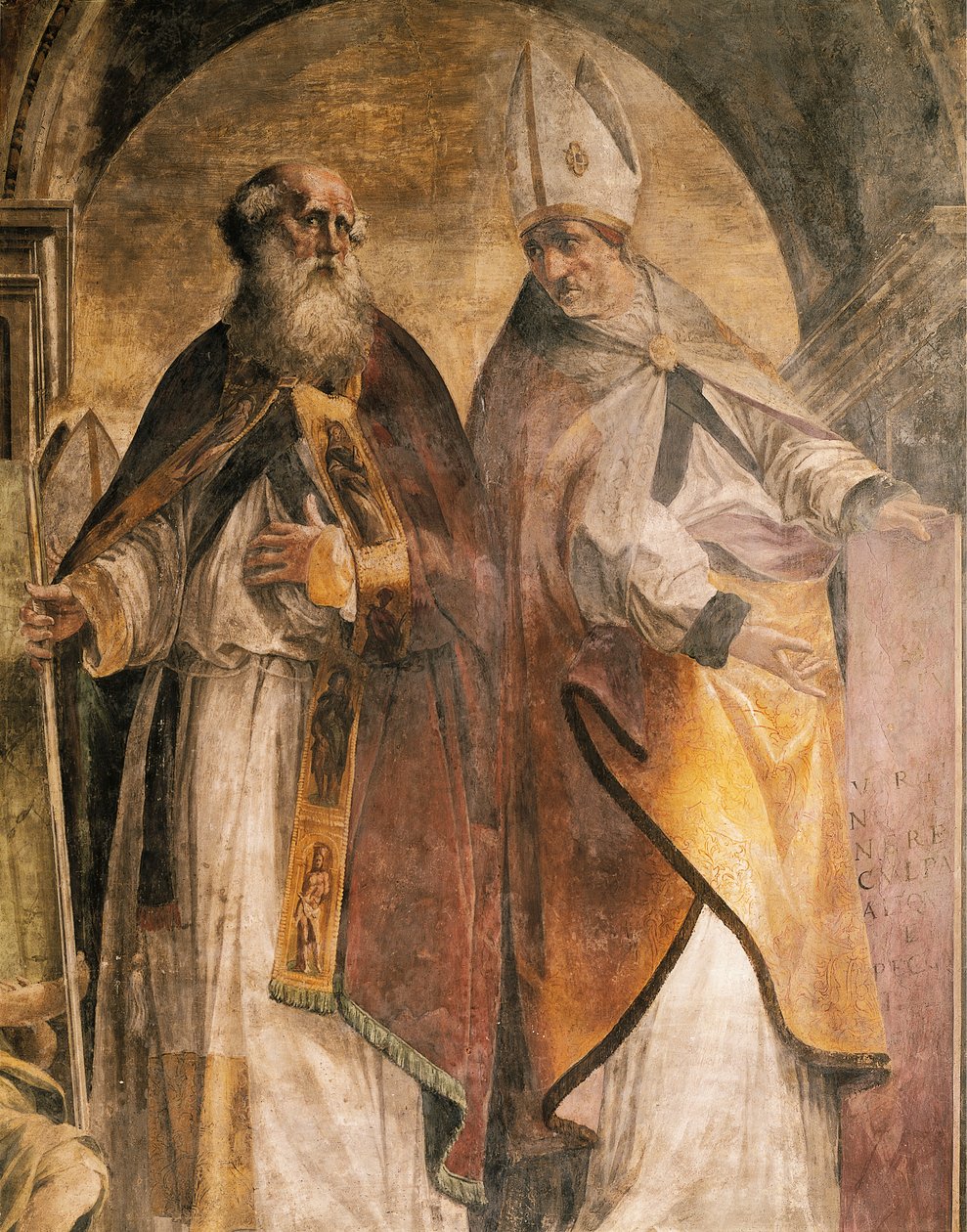 Anthony en Cirillo, detail van Vaders en Doktoren van de Kerk door Michelangelo Anselmi