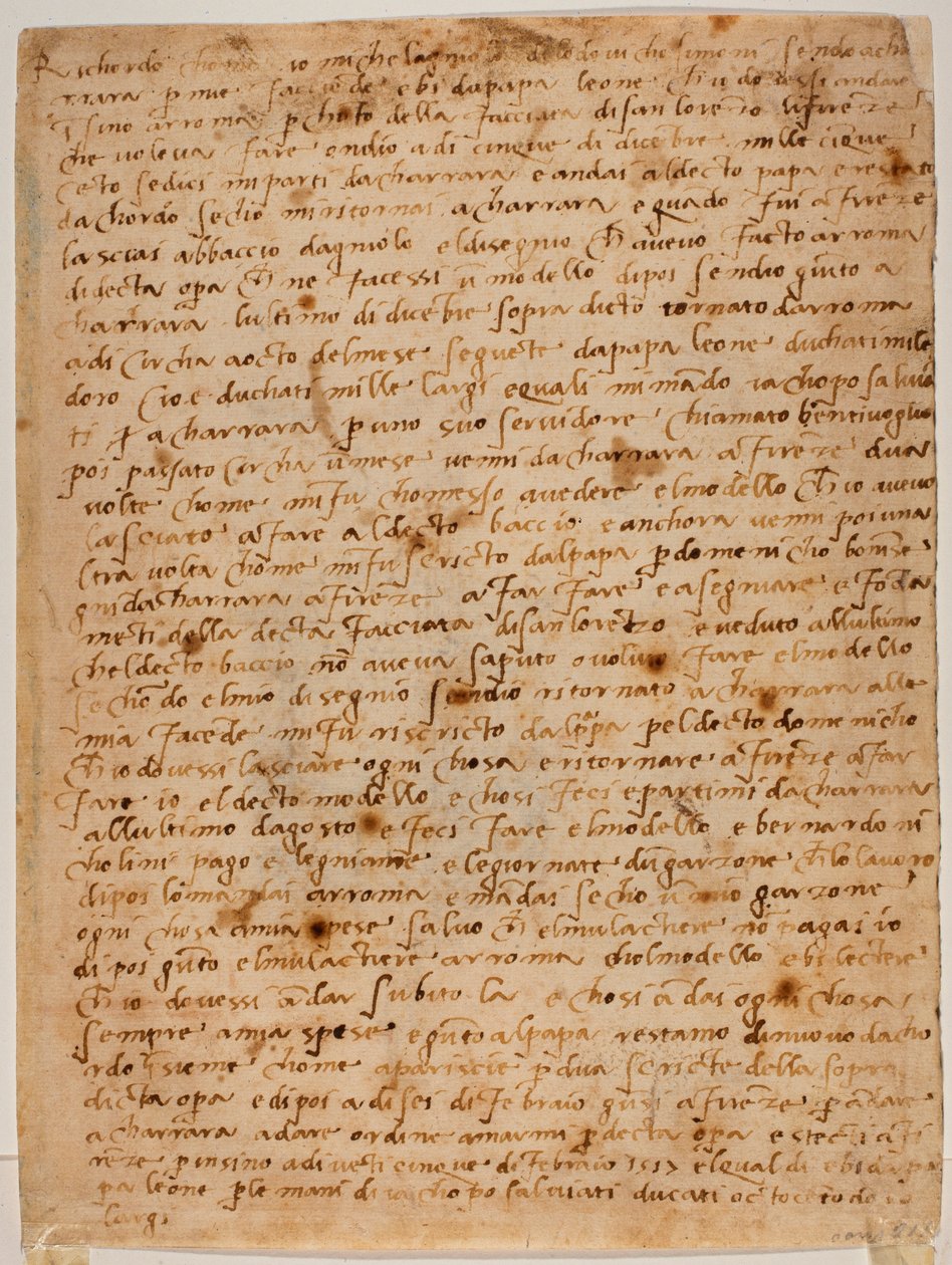 Autograaf aandenken door Michelangelo Buonarroti