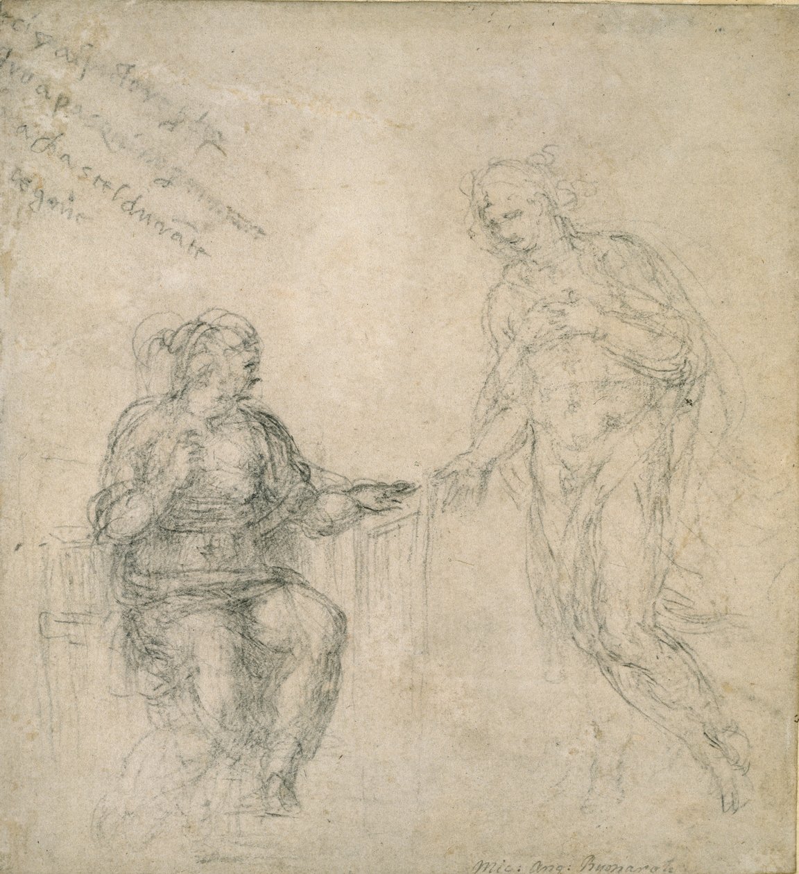 Christus neemt afscheid van zijn moeder na de opstanding door Michelangelo Buonarroti