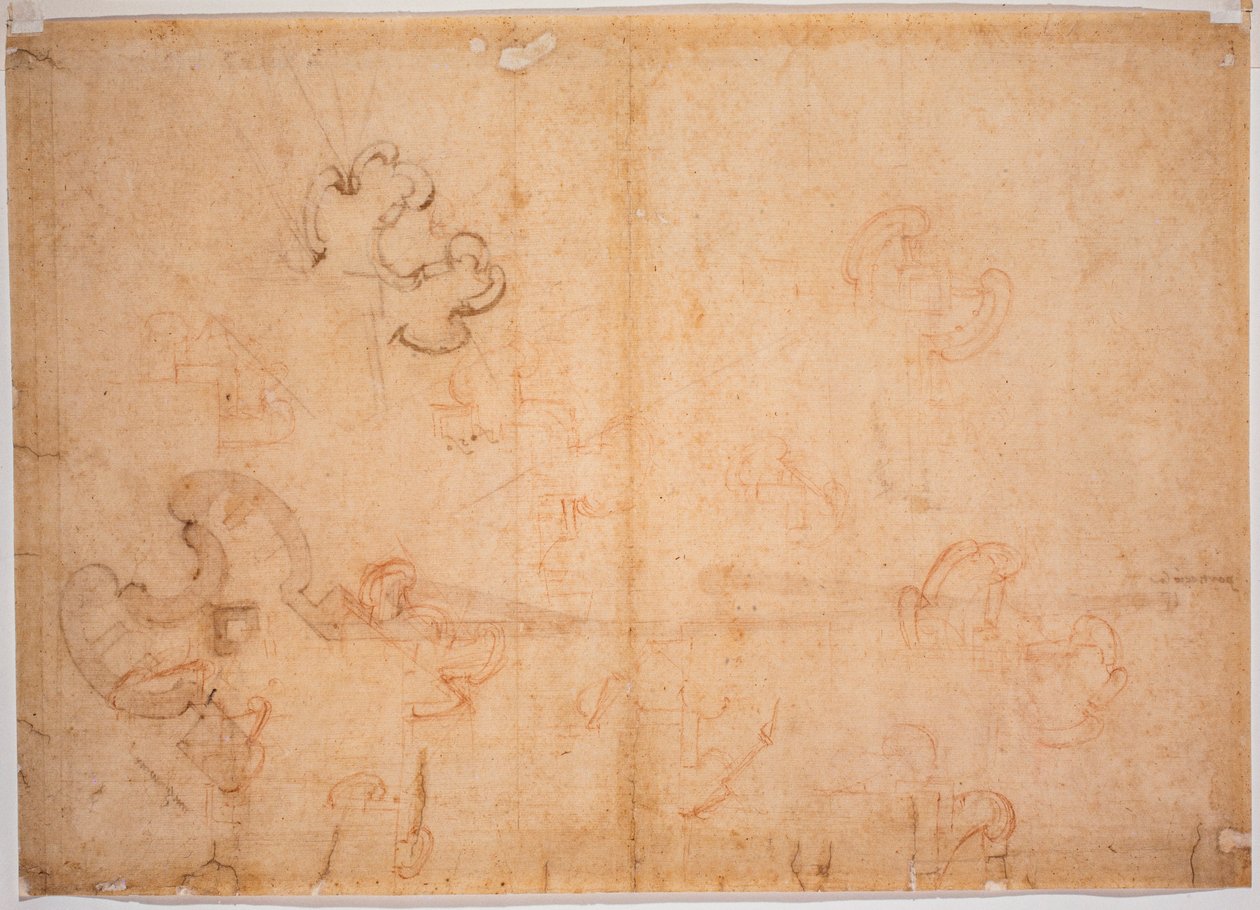 Fortificatieontwerp voor hoekpoort door Michelangelo Buonarroti