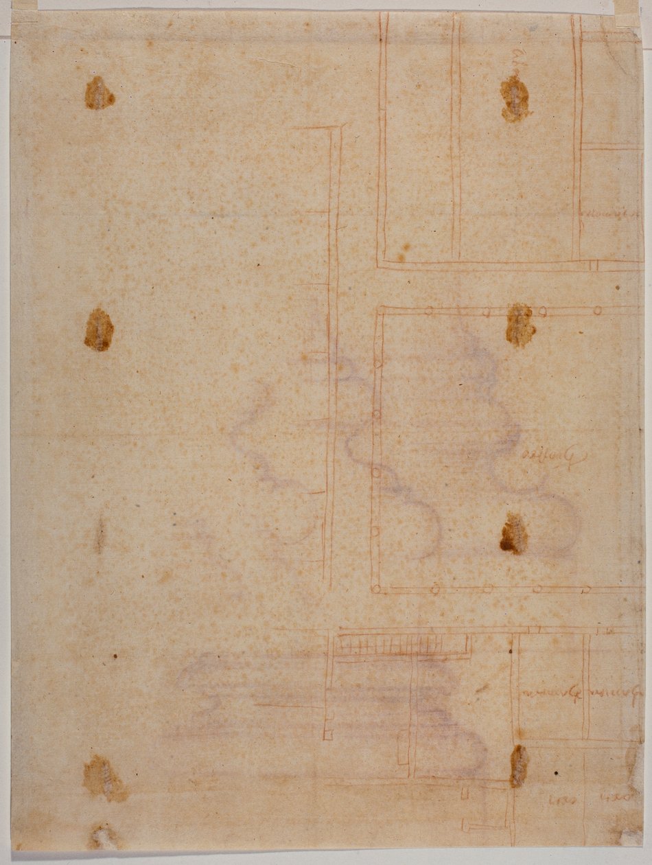 Fragmentarisch vloerplan van het klooster van San Lorenzo door Michelangelo Buonarroti