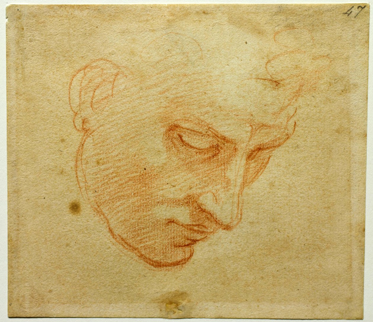 Hoofdstudie voor het plafond van de Sixtijnse Kapel, ca. 1509-1510 door Michelangelo Buonarroti