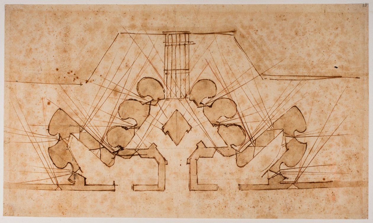 Plan van de vesting van een poort door Michelangelo Buonarroti