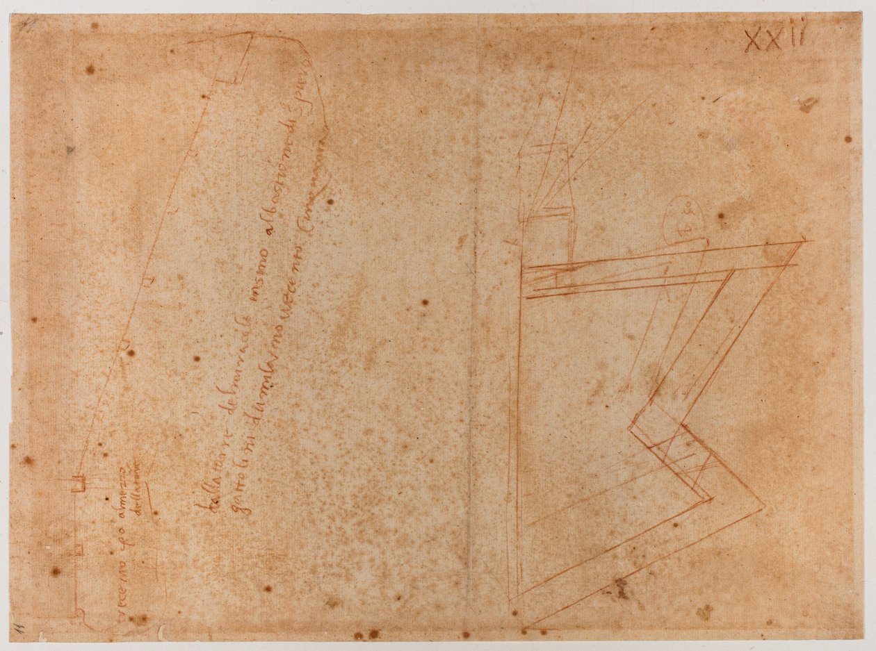 Plan van muren nabij de Poort naar St. Pier Gattolini door Michelangelo Buonarroti