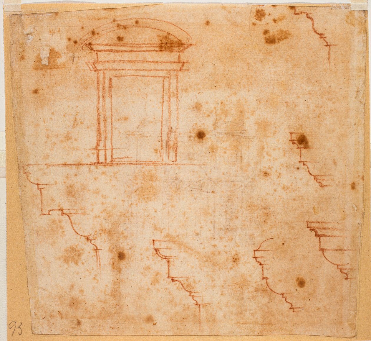 Plannen voor portalen en architectonische lijsten door Michelangelo Buonarroti