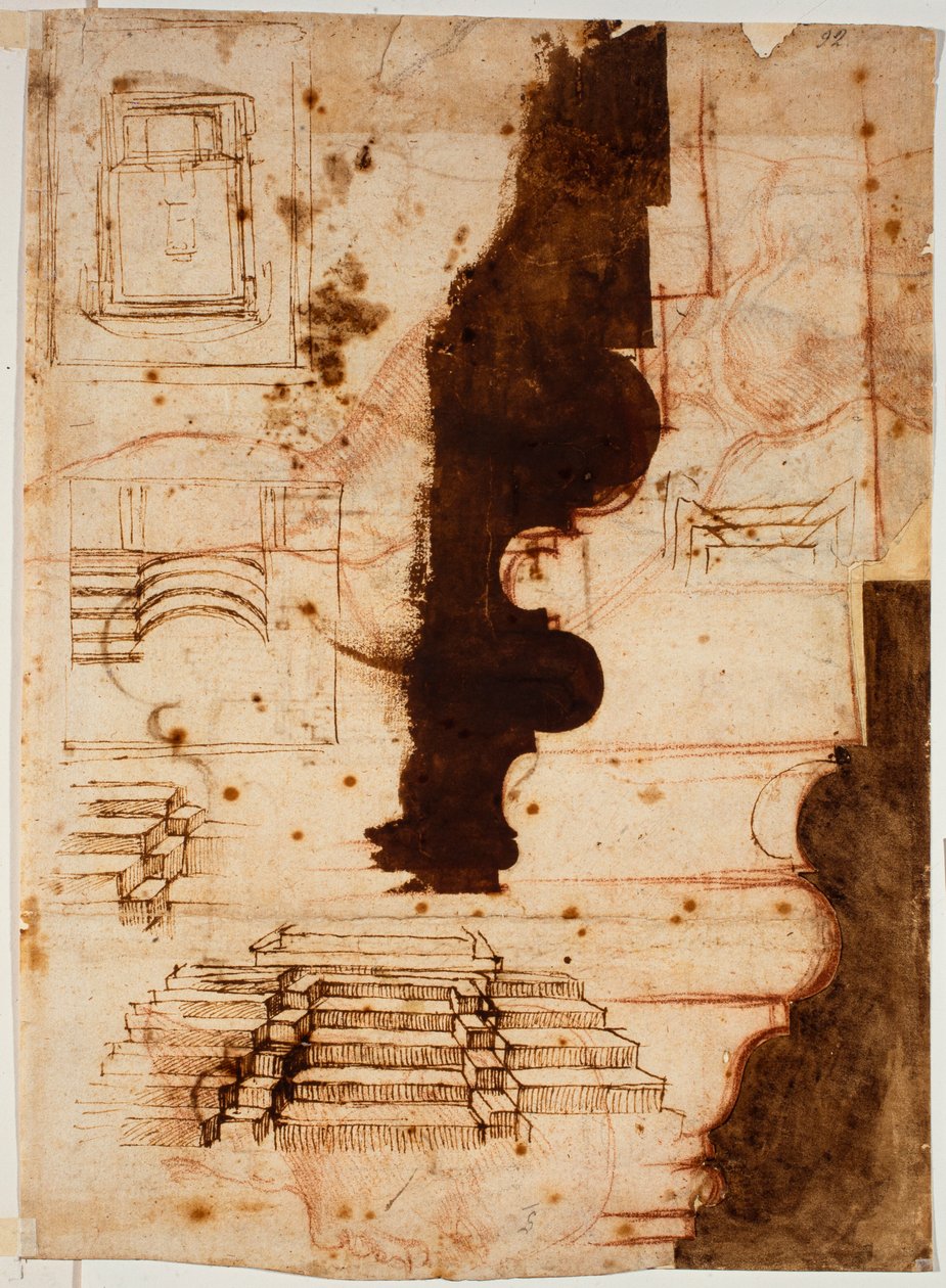 Plannen voor trappen door Michelangelo Buonarroti