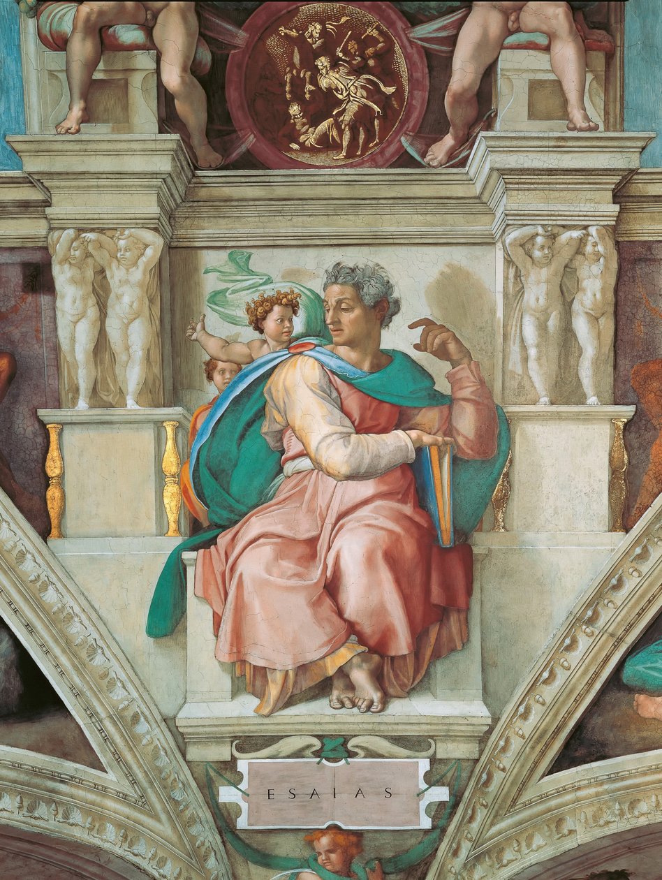 Profeten en Sibyllen: Jesaja, Sixtijnse Kapel plafond in het Vaticaan, 1508-1512 door Michelangelo Buonarroti