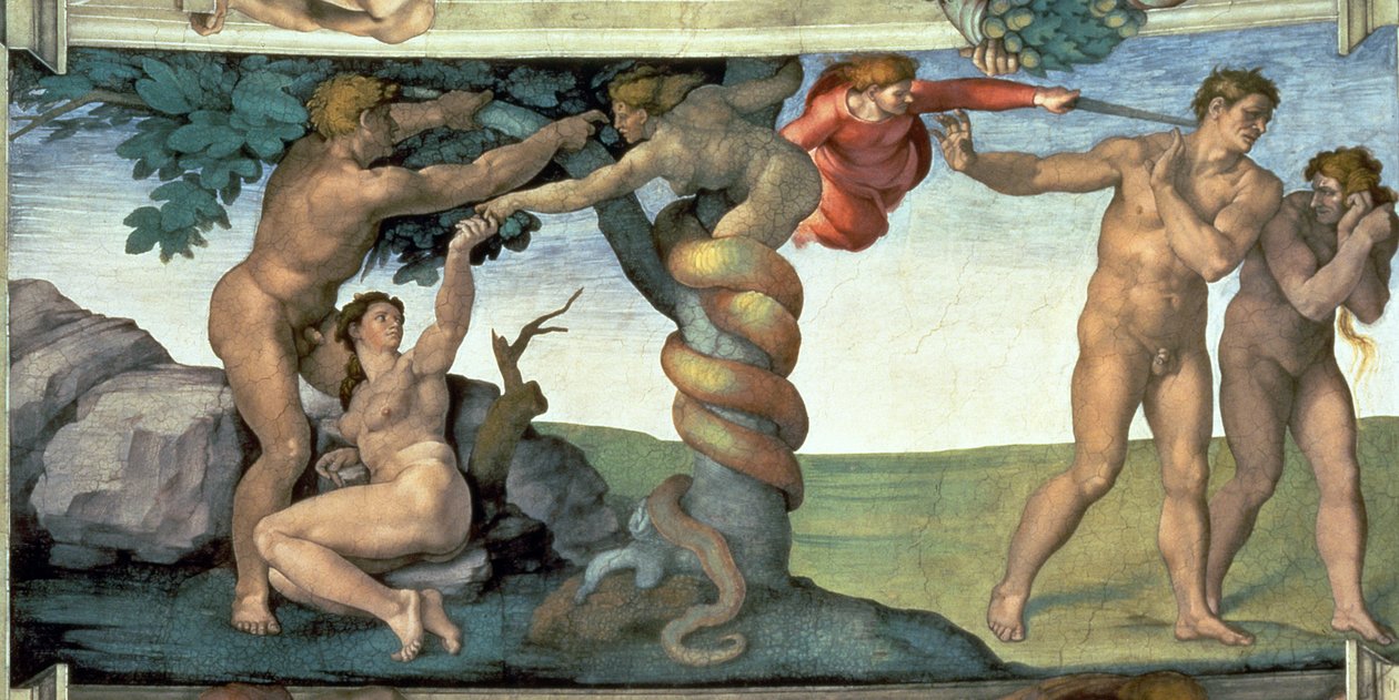 Plafond van de Sixtijnse Kapel (1508-12): De val van de mens door Michelangelo Buonarroti