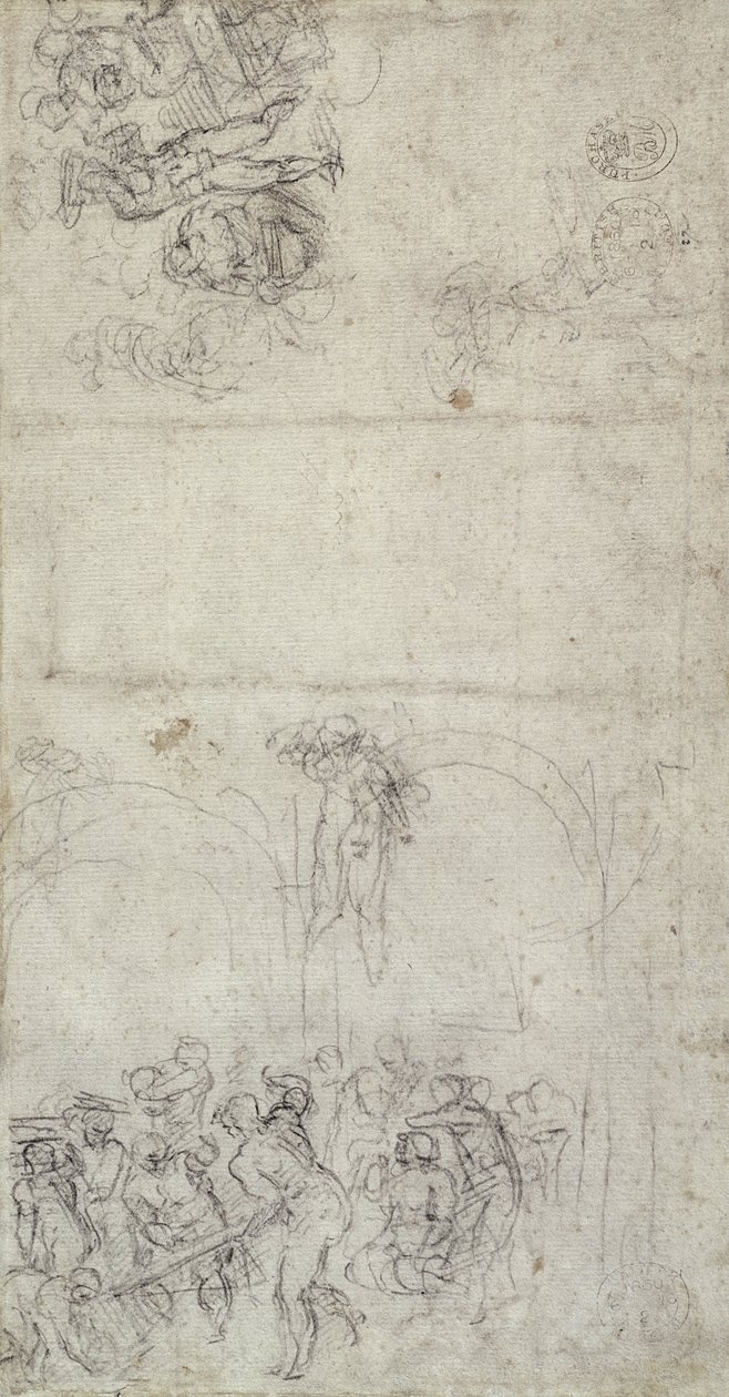 Studie voor Het Laatste Oordeel (verso) door Michelangelo Buonarroti