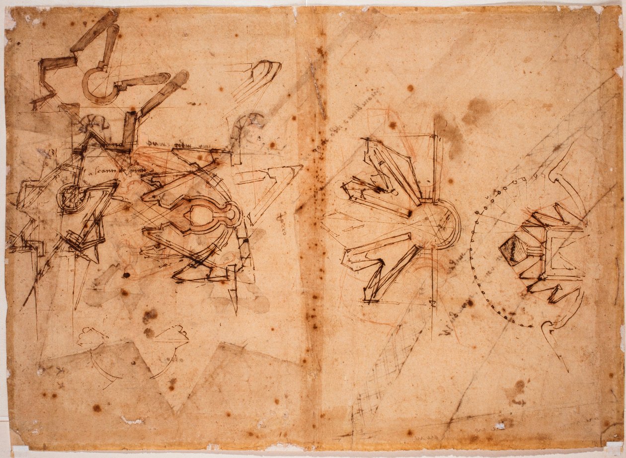 Studie voor het bolwerk van de Poort naar de All Saints Meadow door Michelangelo Buonarroti