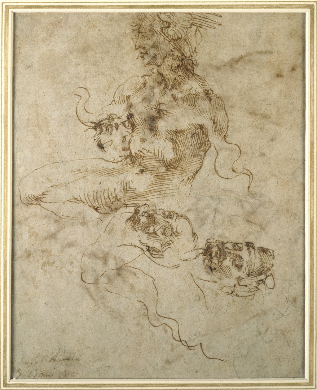 Studie van een Zittende Jonge Man door Michelangelo Buonarroti
