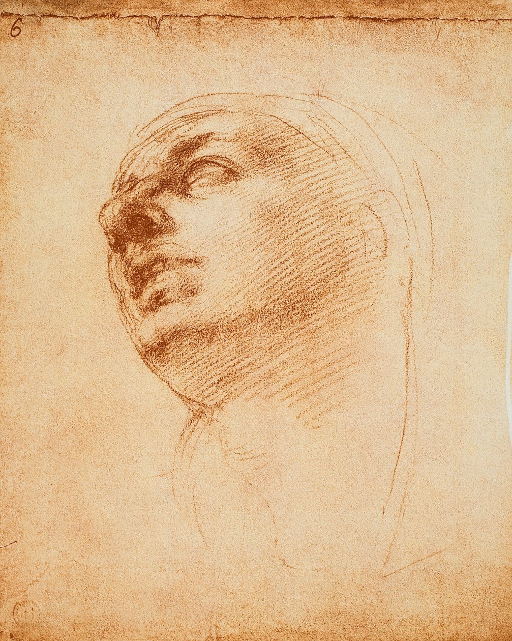 Studie van een gezicht door Michelangelo Buonarroti