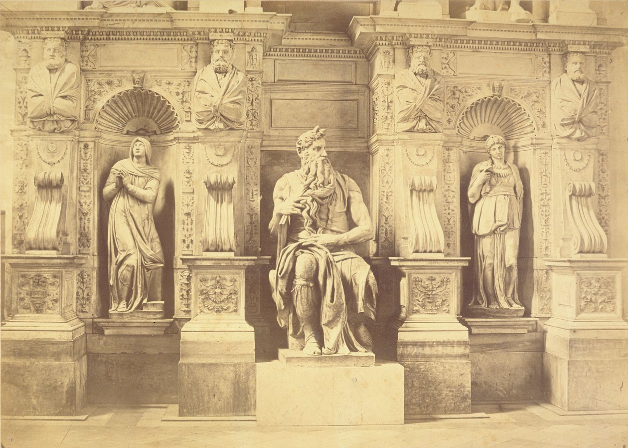 Graf van paus Julius II (1453-1513) detail van Mozes geflankeerd door Leah en Rachel door Michelangelo Buonarroti