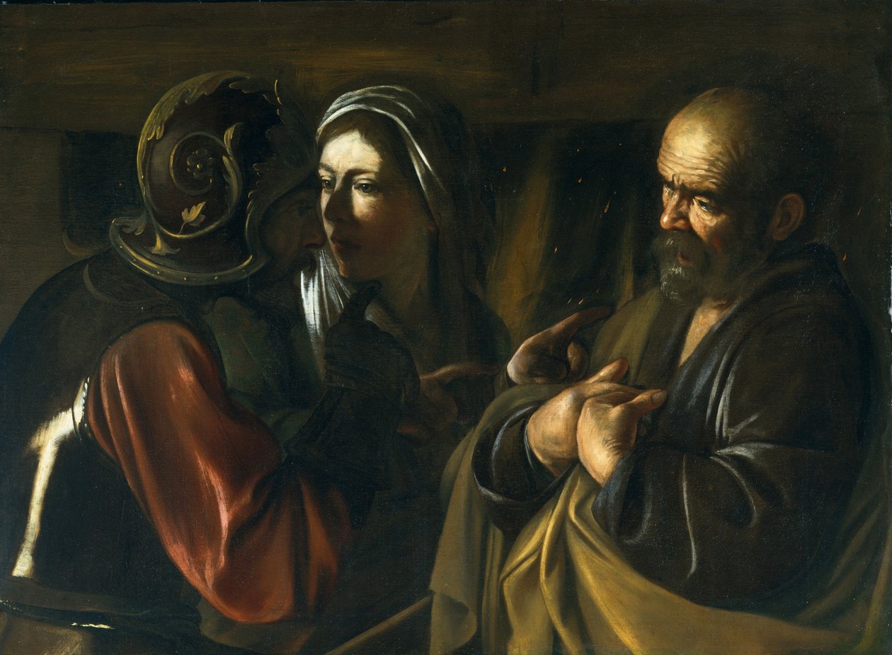 Verloochening van Sint Petrus, 1610 door Michelangelo Merisi Caravaggio