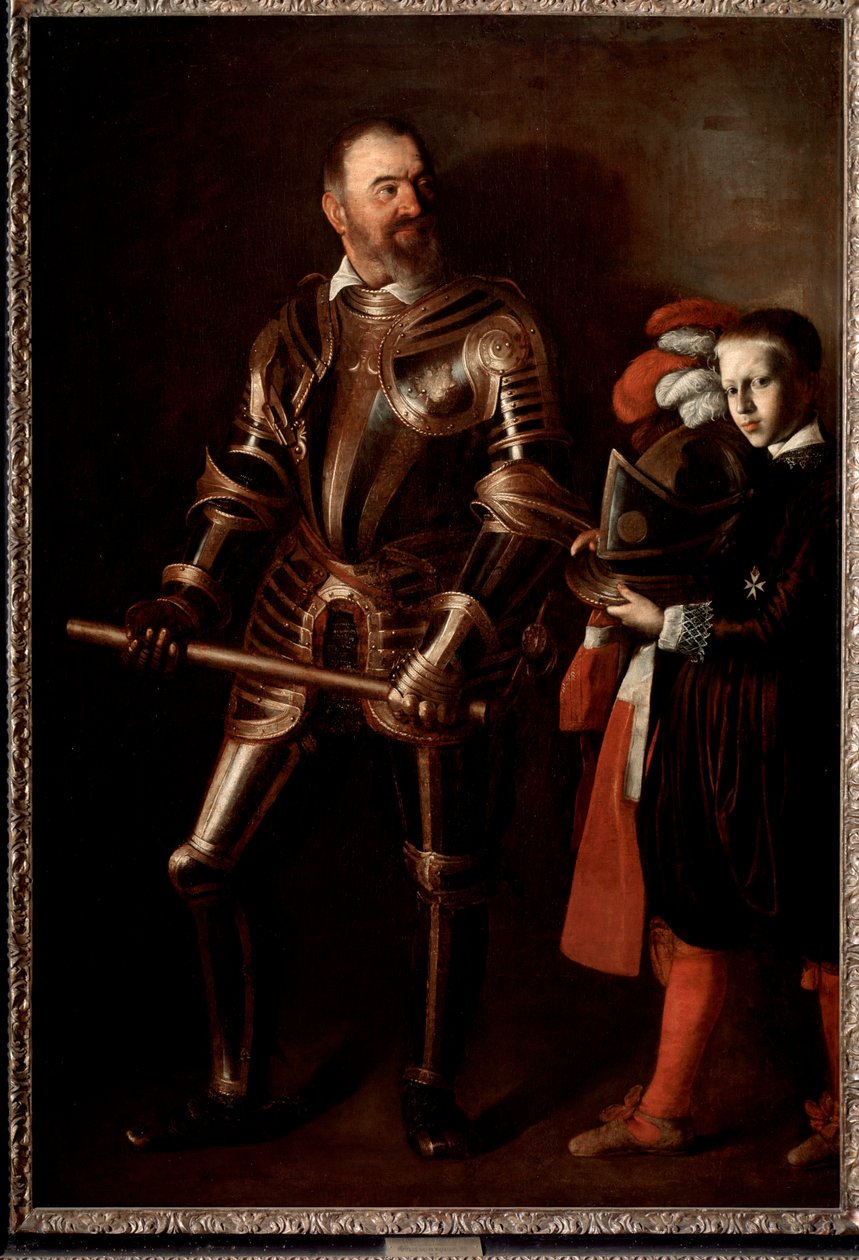 Portret van Alof de Wignacourt, Grootmeester van de Orde van Malta en zijn page door Michelangelo Merisi da Caravaggio