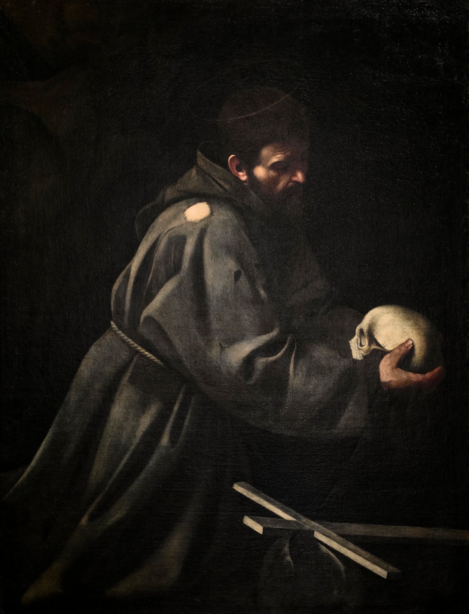 St. Franciscus in meditatie door Michelangelo Merisi da Caravaggio