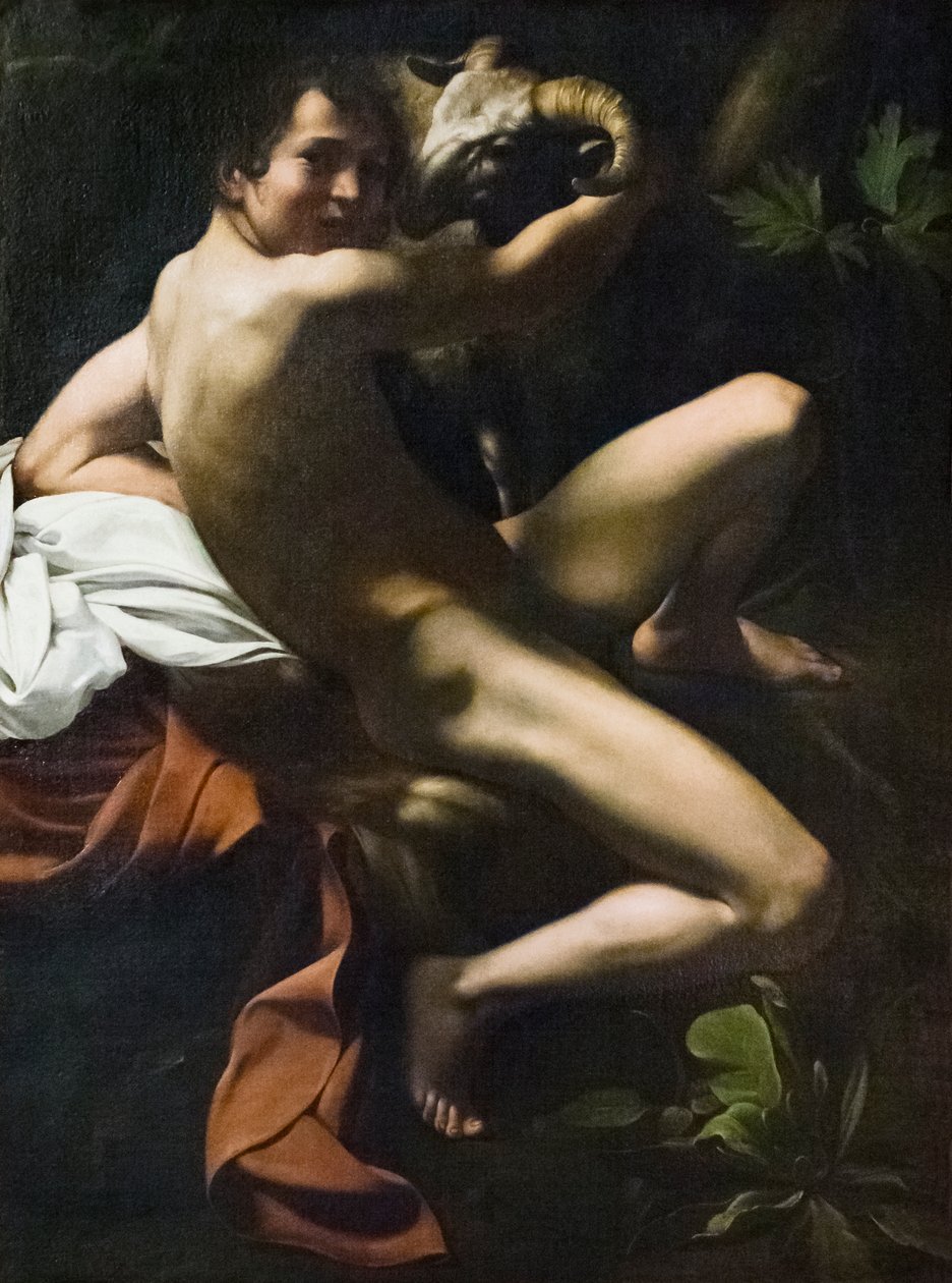 Johannes de Doper, jeugd met een ram door Michelangelo Merisi da Caravaggio