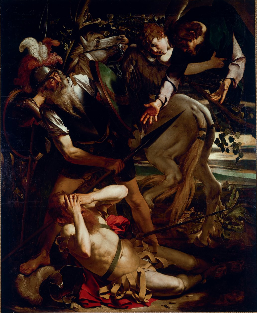 De bekering van St. Paulus. Schilderij door Michelangelo Merisi, bekend als Il Caravaggio (De Caravaggio) (1571-1610) 1594-1596 Dim. 237x189 cm Odescalchi Balbi Collectie, Rome door Michelangelo Merisi da Caravaggio