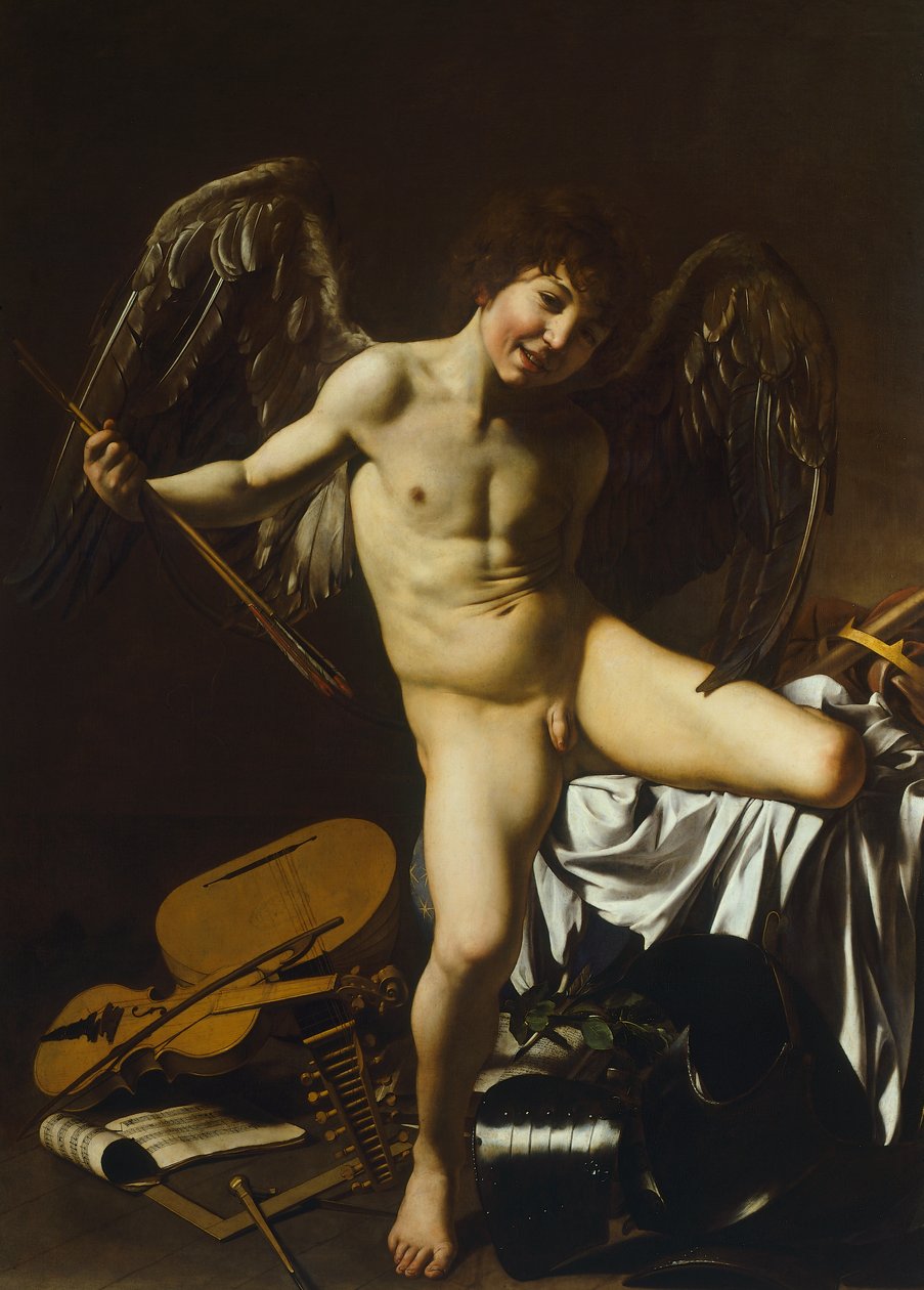 Overwinnende Cupido door Michelangelo Merisi da Caravaggio