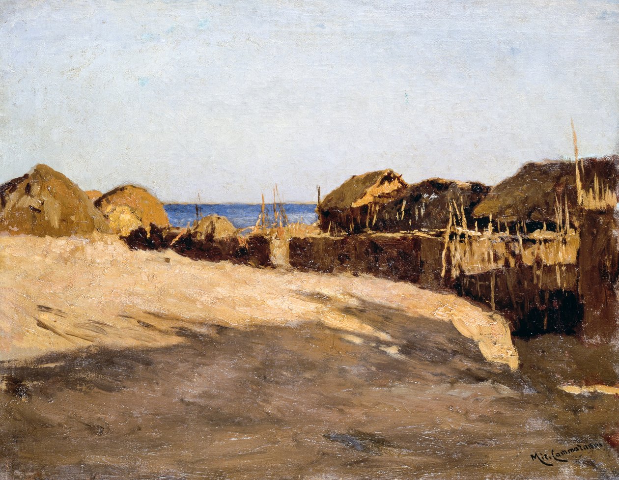 Eritrees landschap, door Michele Cammarano (1835-1920) door Michele Cammarano