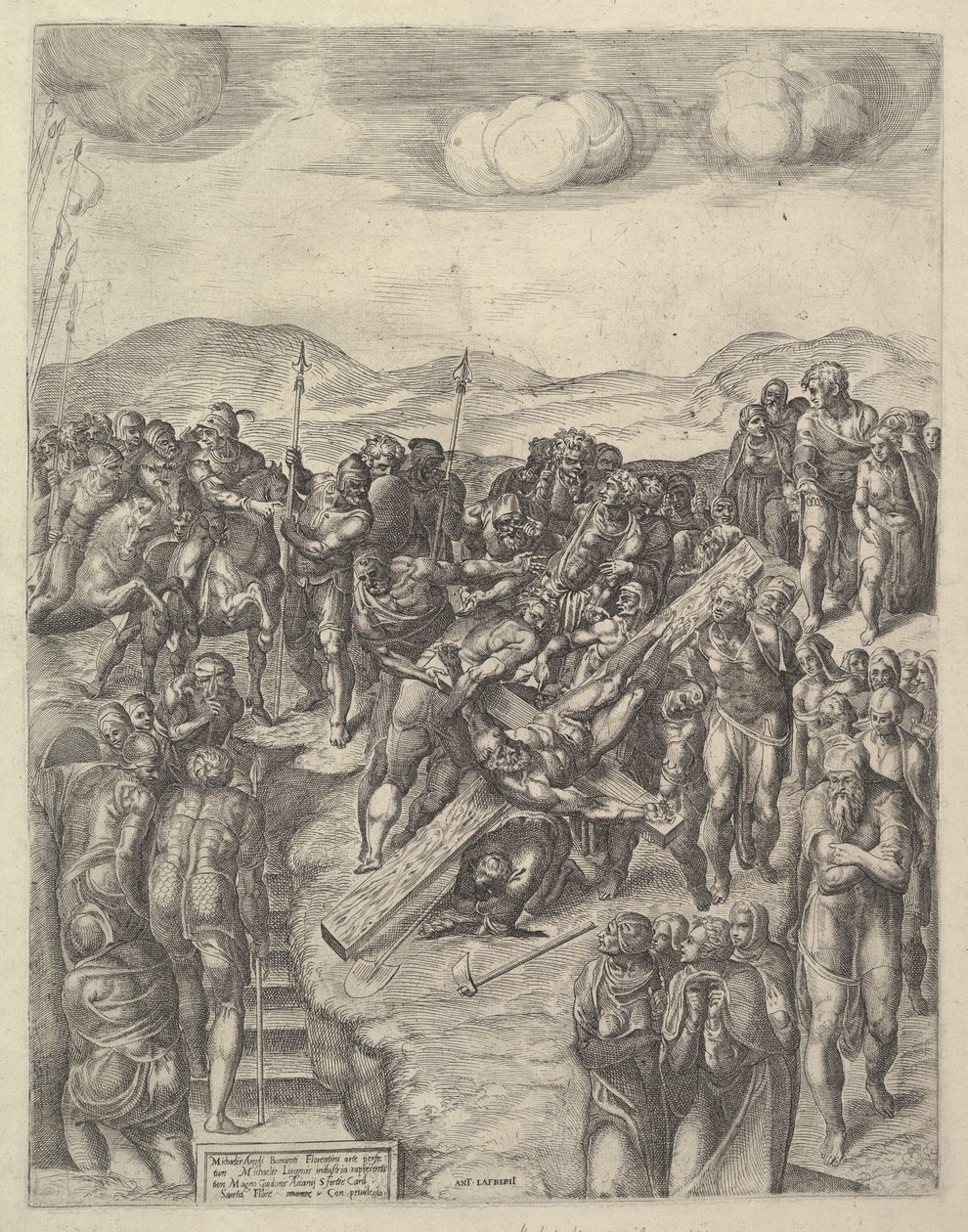 De kruisiging van Sint Petrus, naar de fresco