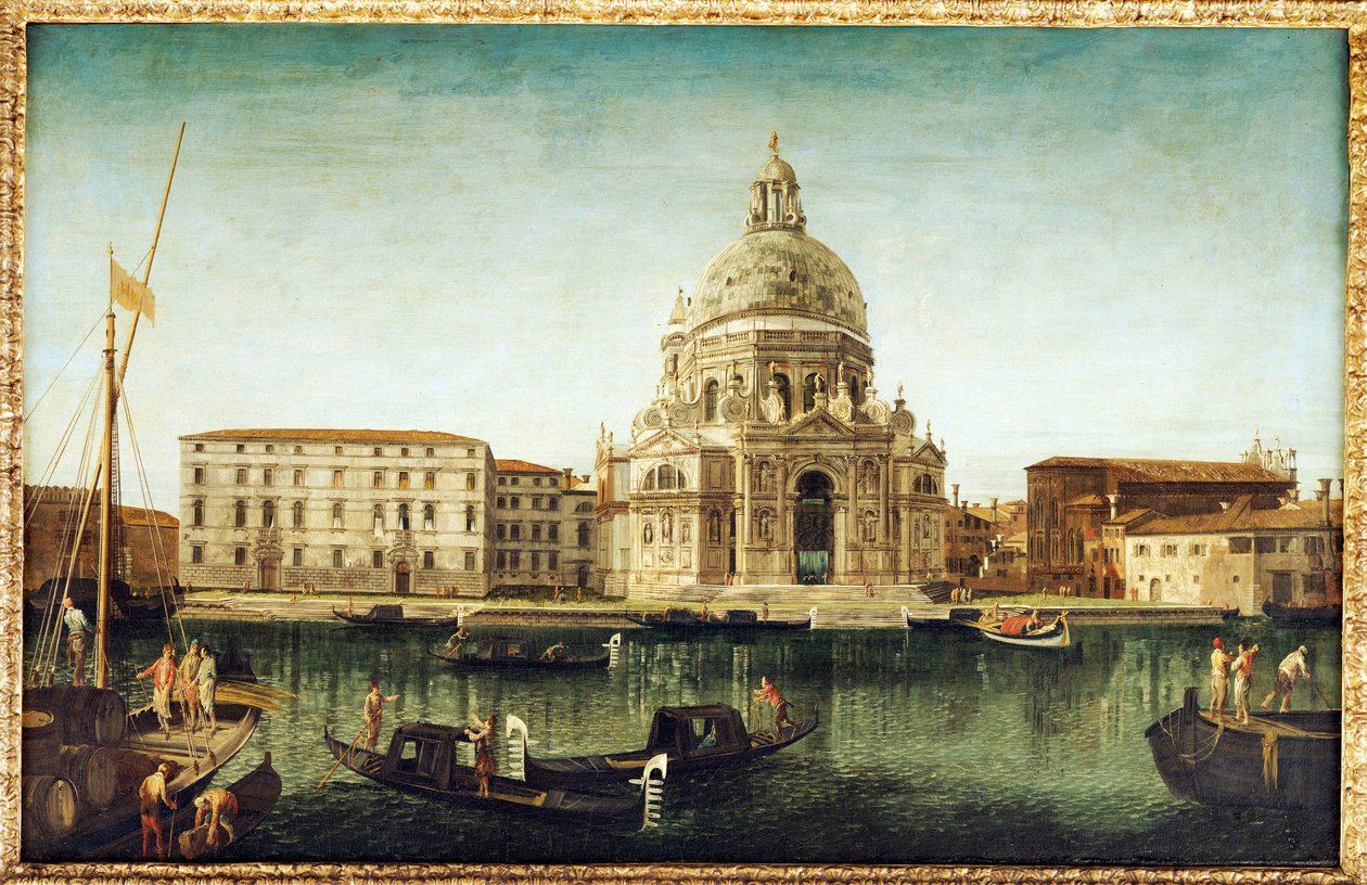Santa Maria della Salute, Venetië, met Gondels op het Grote Kanaal door Michele Marieschi