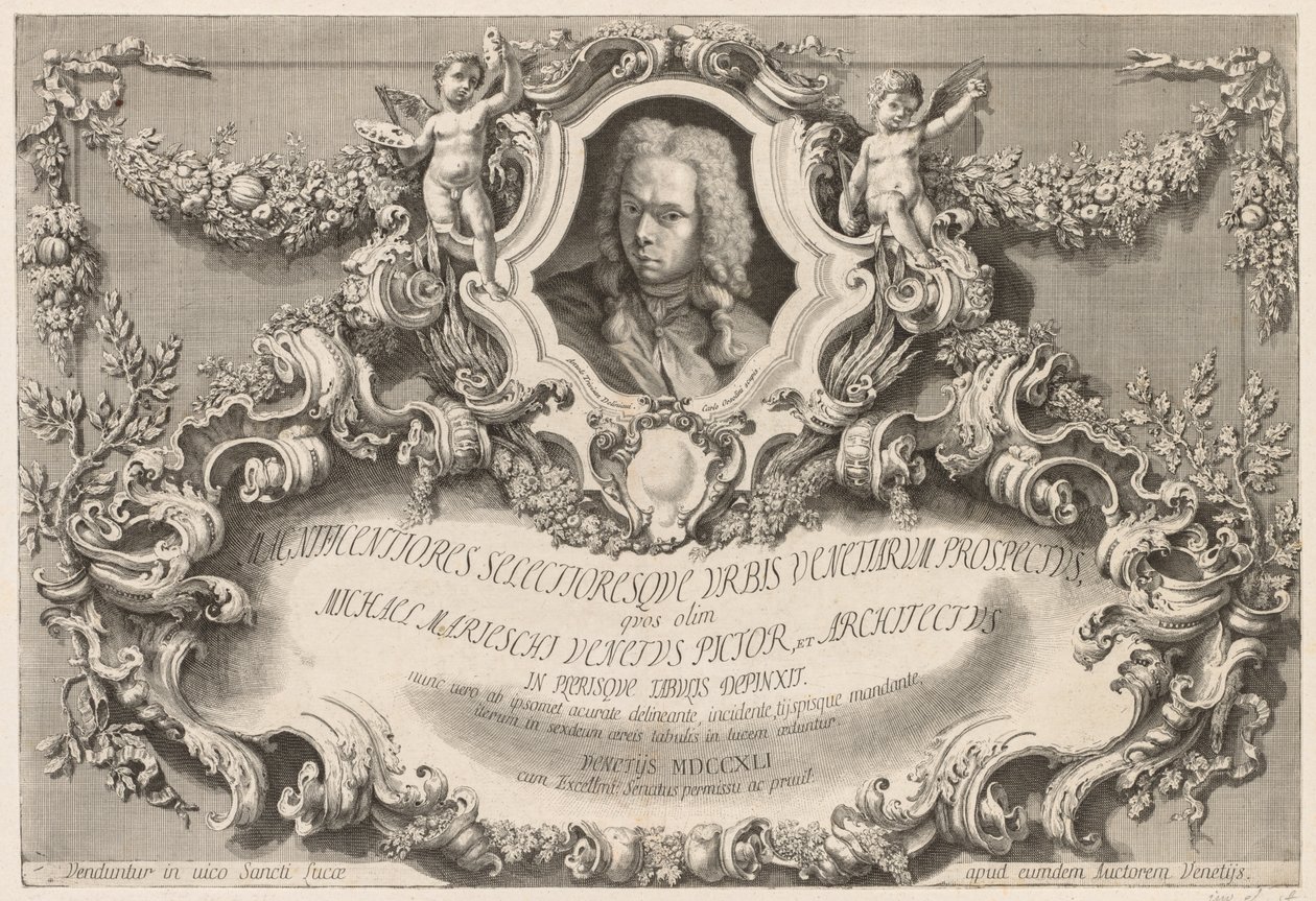 Gezichten van Venetië: Frontispice - Titelpagina, 1741 door Michele Marieschi