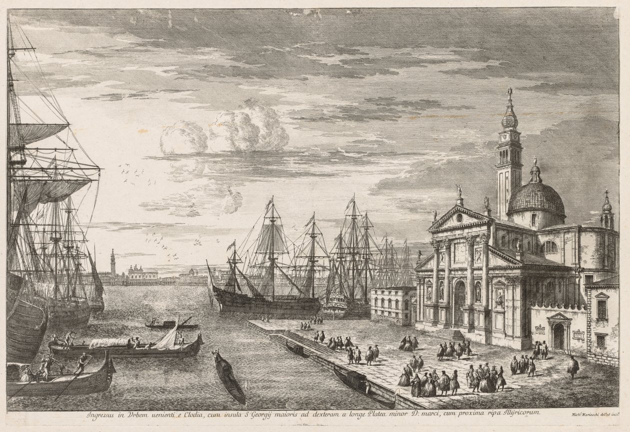 Gezichten van Venetië: Het Bassin van San Marco door Michele Marieschi