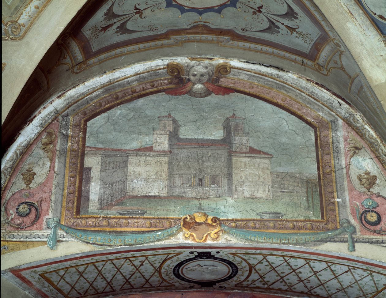 Detail van een plafond, Villa Medicea di Careggi door Michelozzo di Bartolommeo