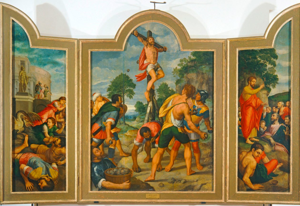 Het martelaarschap van de heilige Filippus (olieverf op doek) door Michiel I Coxie or Coxcie