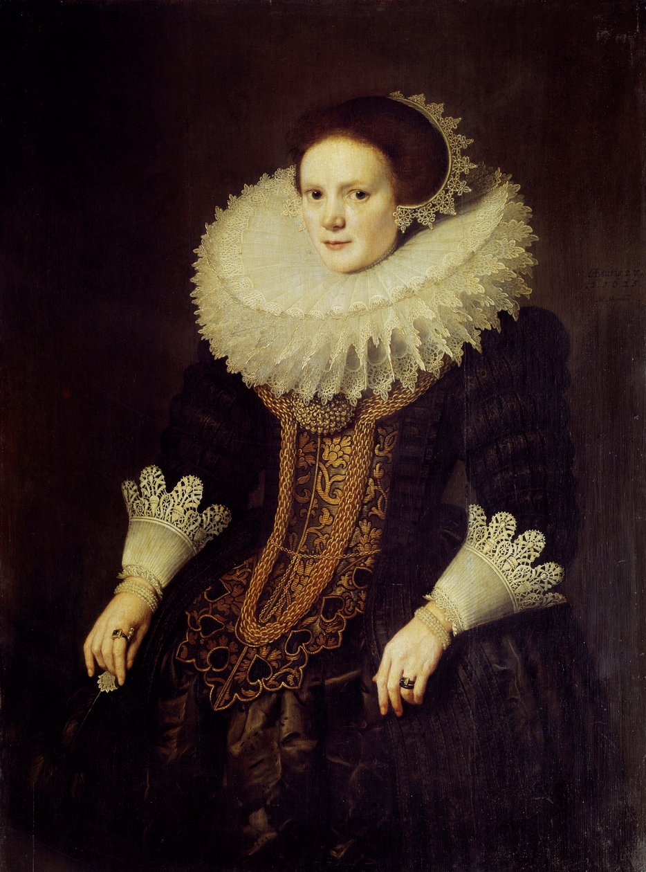 Portret van een Nederlandse vrouw door Michiel Jansz. van Miereveld