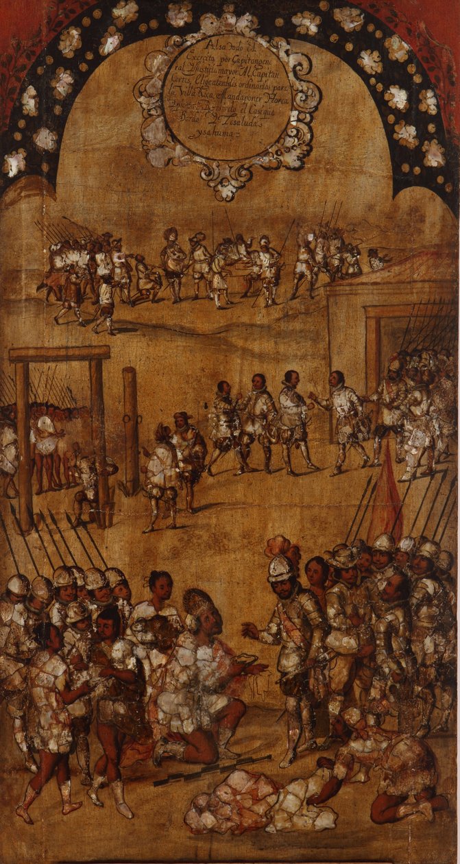De verovering van Mexico. Tafel III door Miguel Gonzales
