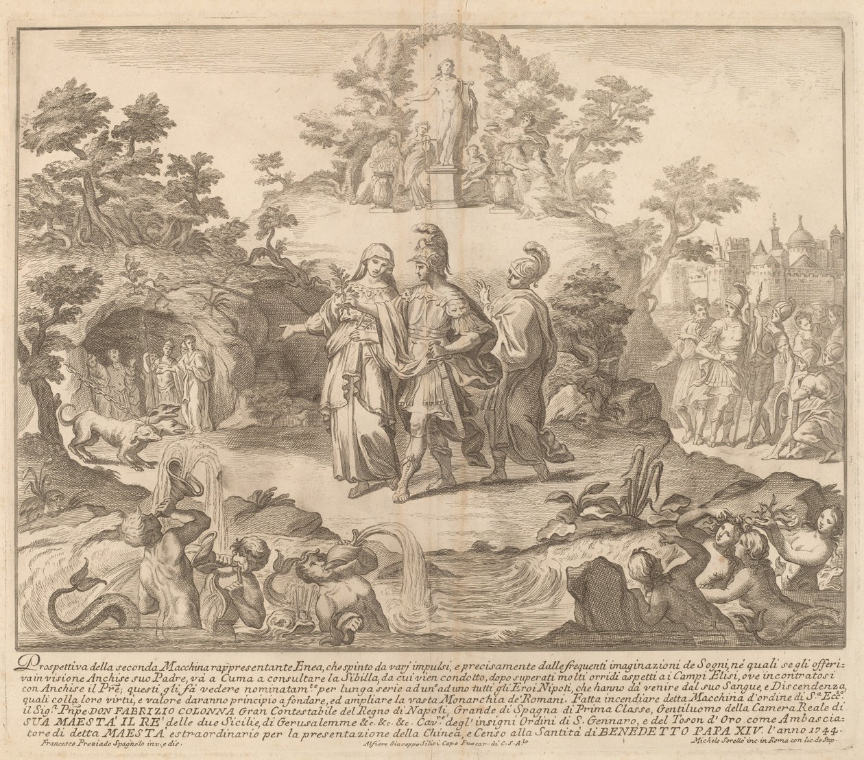 Aeneas en de Cumeense Sibylle, voor het "Chinea" Festival door Miguel de Sorellò after Francisco Preciado