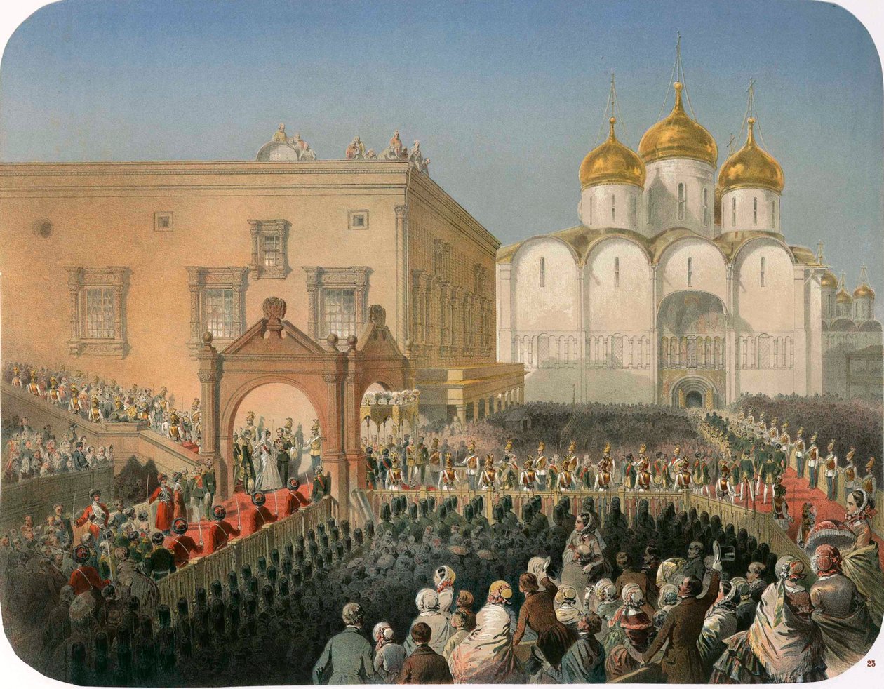 Processie van Tsarina Alexandra Feodorovna naar de Kathedraal van de Ontslapenis, Moskou, 1856 door Mihaly von Zichy