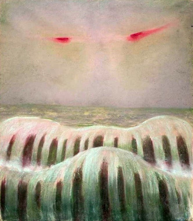 De zondvloed - zeelandschap door Mikalojus Konstantinas Čiurlionis