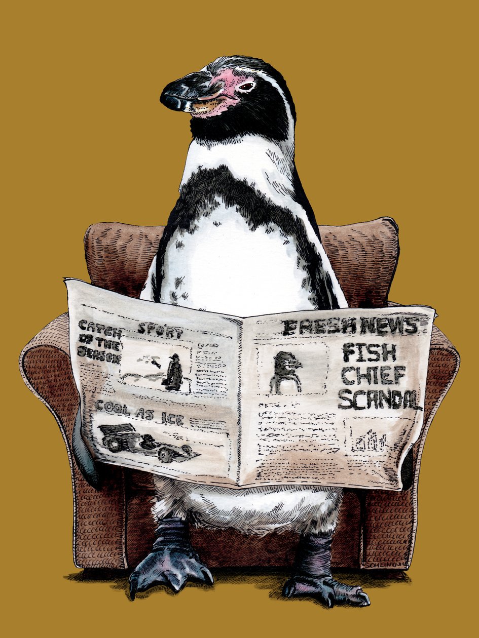 Pensioen Pinguïn op Goudgeel, 2020 door Mike Davis