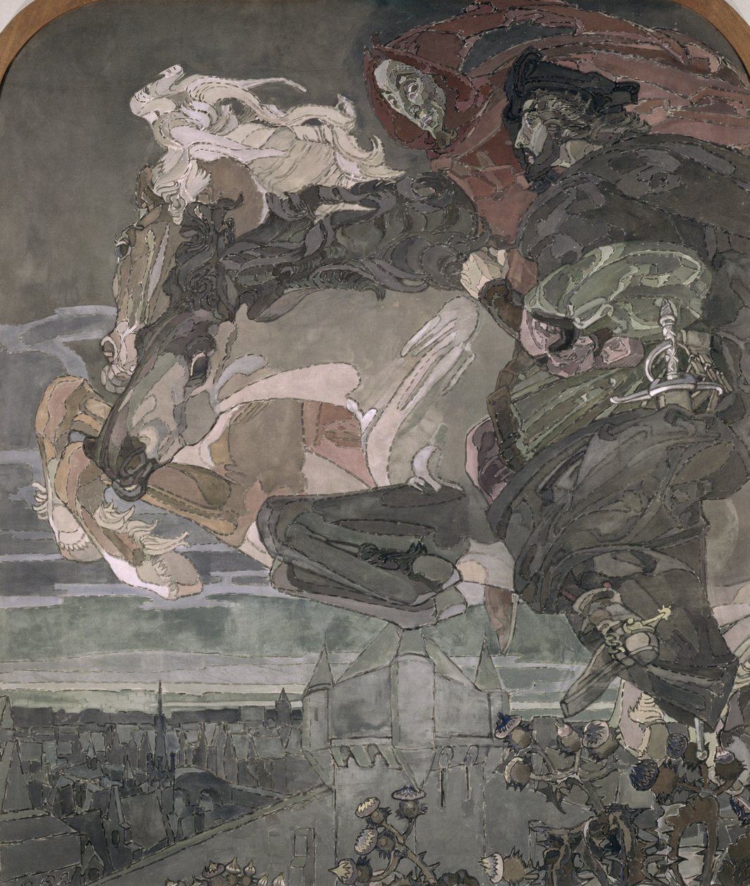 De vlucht van Faust en Mephistopheles, 1896 door Mikhail Aleksandrovich Vrubel