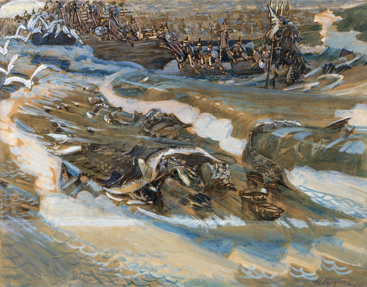 Illustratie voor het sprookje van de Tsaar Saltan door A. Poesjkin, 1901 door Mikhail Aleksandrovich Vrubel