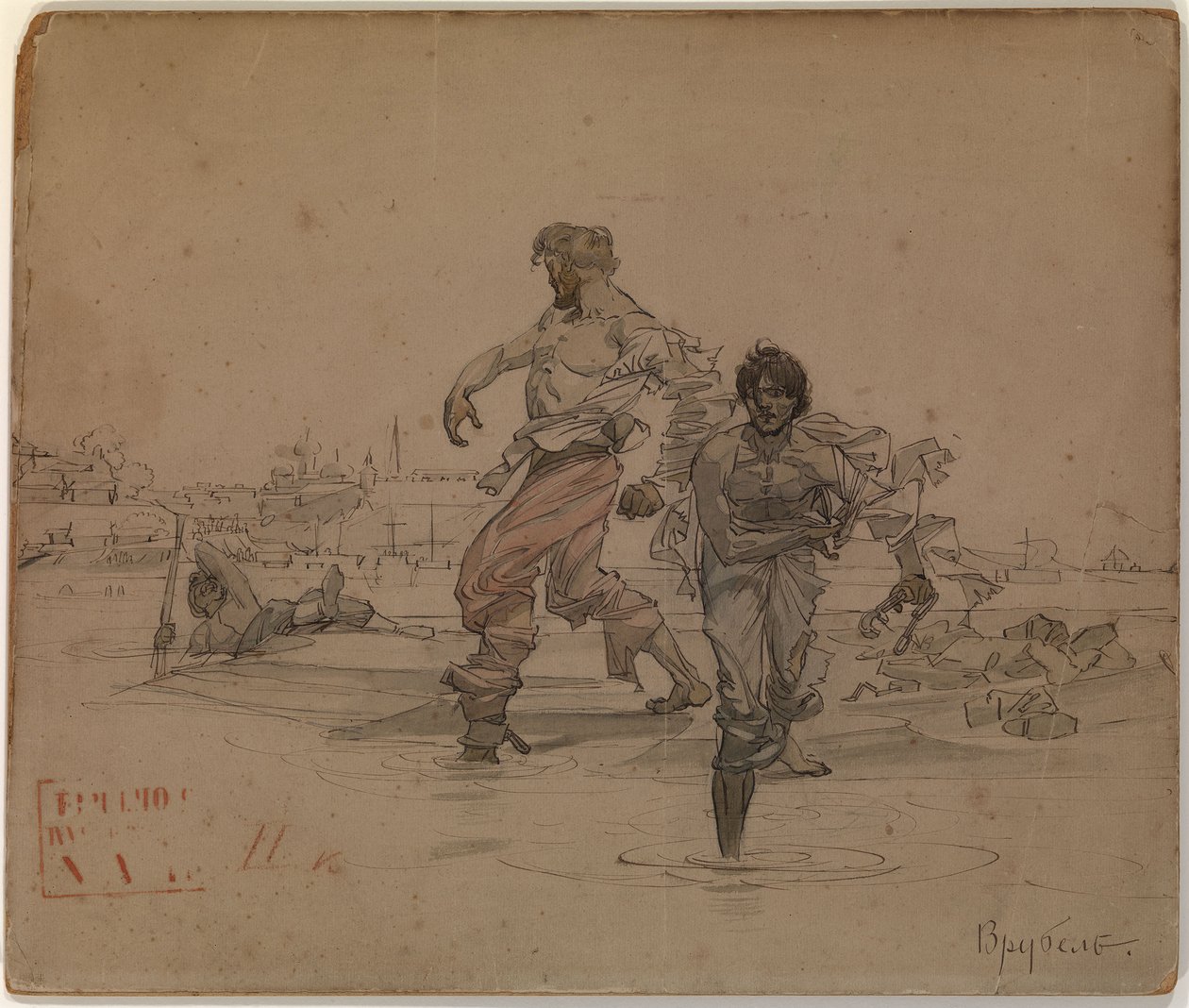 Illustratie voor het gedicht De Roverbroers door Alexander Pushkin, 1881 door Mikhail Aleksandrovich Vrubel