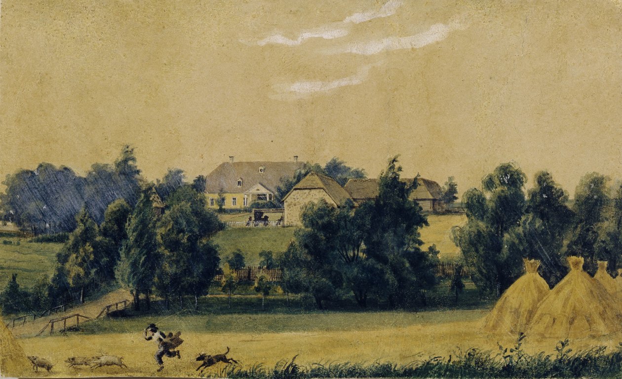 Het Priyutino landgoed door Mikhail Ivanovich Lebedev